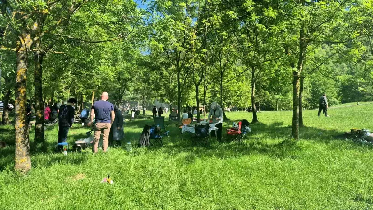 Düzce'de Güneşli Hava Aydınpınar Şelalesi'ni Doldurdu
