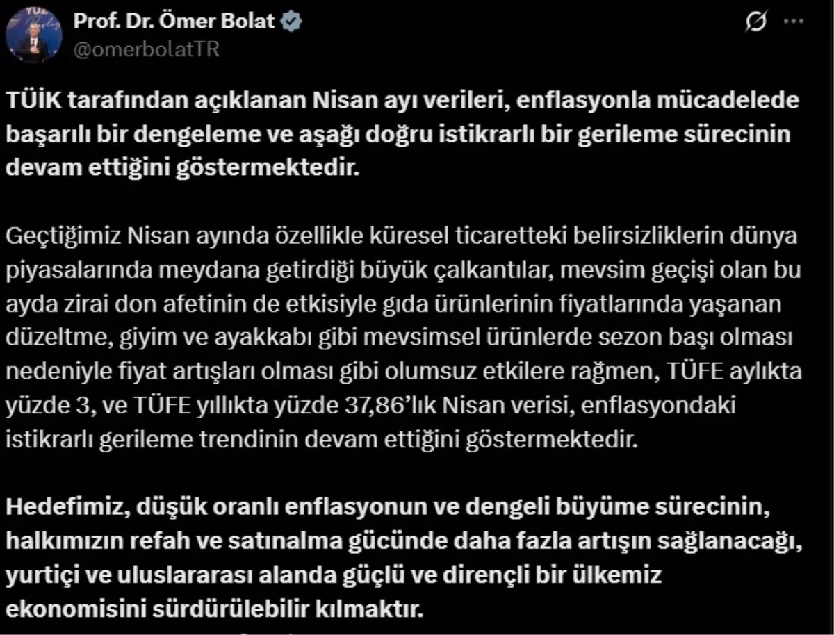 Enflasyonla Mücadelede İstikrarlı Gerileme