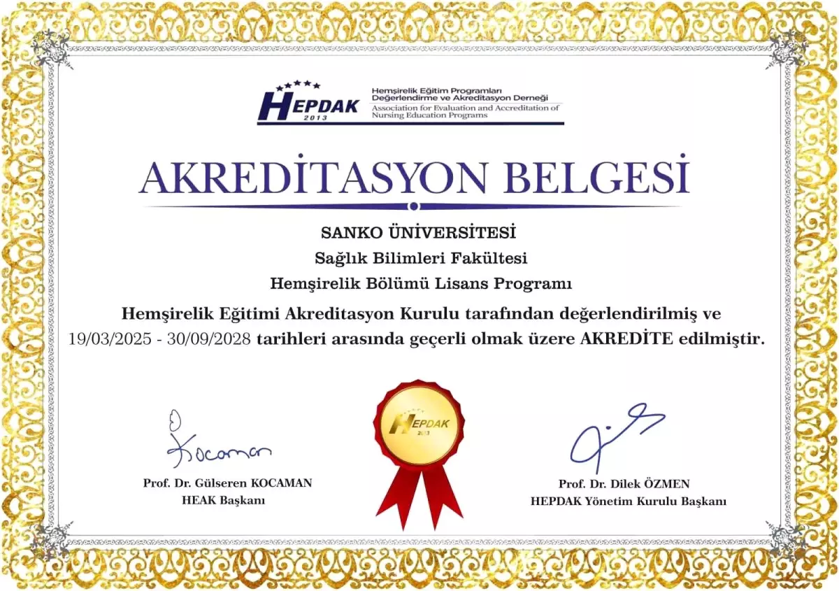 SANKO Üniversitesi Hemşirelik Programı Üç Yıl Daha Akredite Edildi