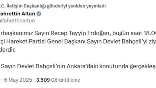 Cumhurbaşkanı Erdoğan, Bahçeli'yi ziyaret edecek