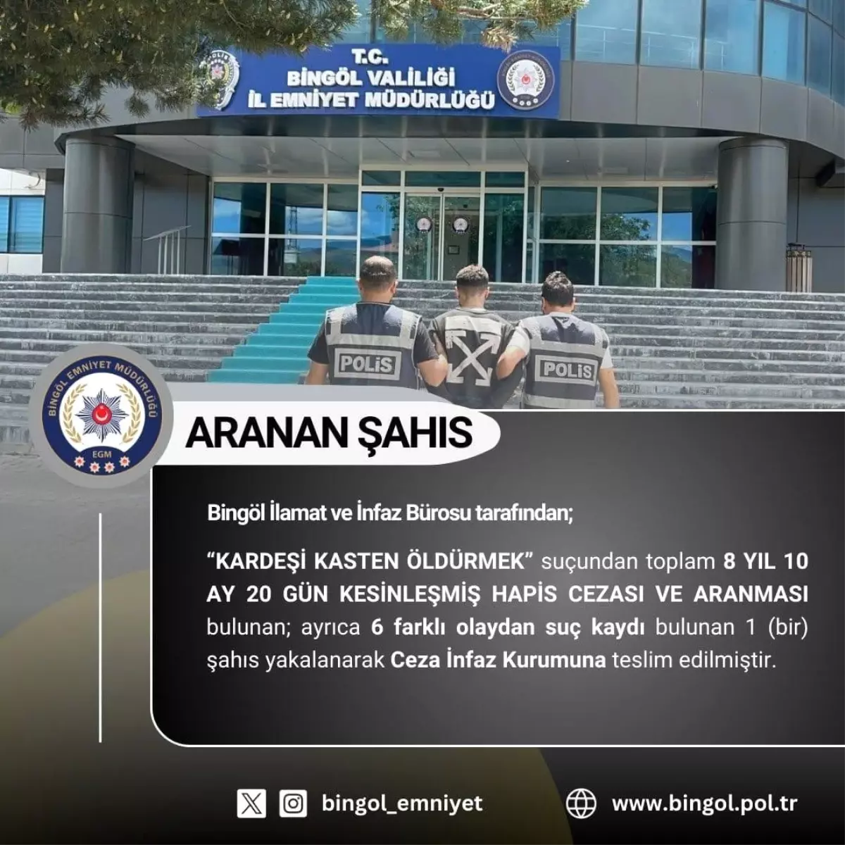 Bingöl'de 8 Yıl Ceza Alan Zanlı Yakalandı