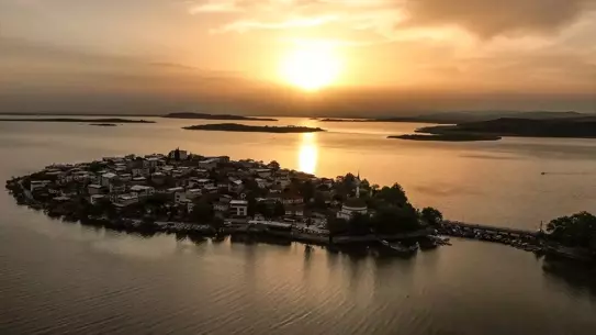 Gölyazı'nın Eşsiz Gün Batımı Drone ile Görüntülendi