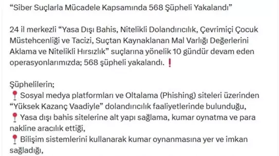 Siber Suçlara 39 İlde Operasyon