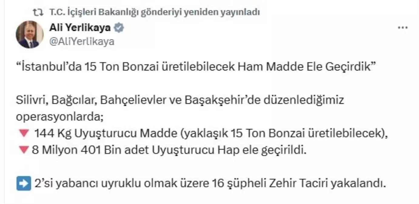 İstanbul'da Uyuşturucu Operasyonu: 16 Şüpheli Yakalandı