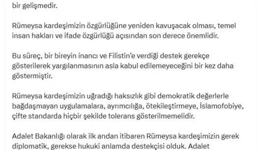 Rümeysa Öztürk serbest kaldı