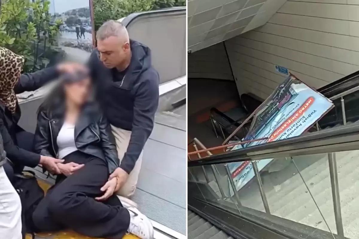Maltepe Metro'da Reklam Panosu Kadının Üzerine Düştü