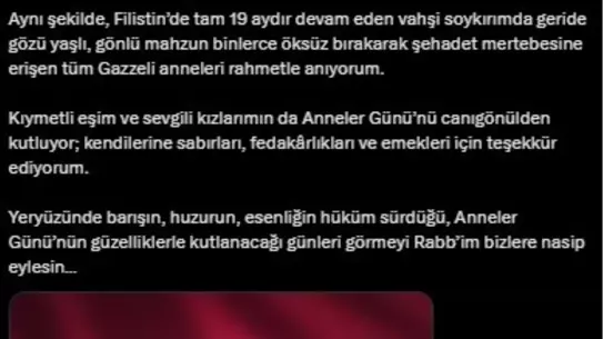 Cumhurbaşkanı Erdoğan'dan Anneler Günü Mesajı