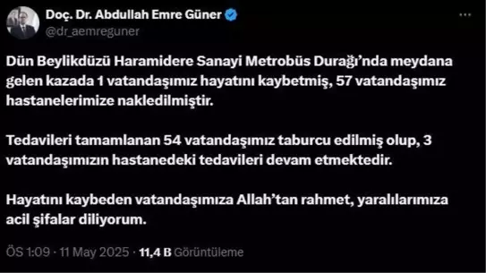 Beylikdüzü'nde Metrobüs Kazası: 1 Ölü, 57 Yaralı