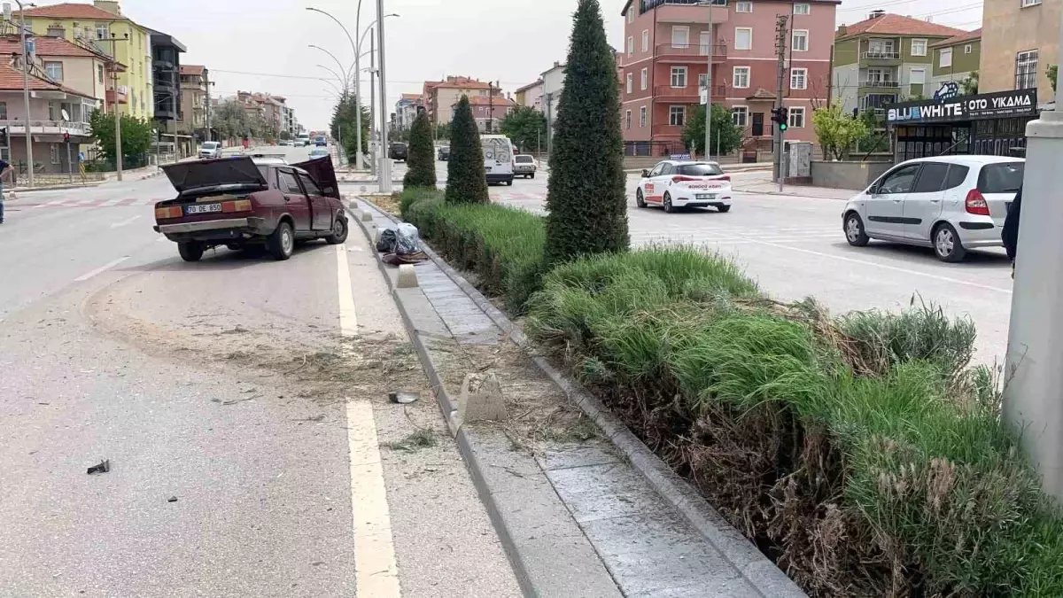 Karaman'da Kontrolden Çıkan Araç Kaza Yaptı