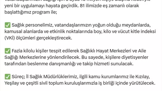 Bakan Memişoğlu'ndan Sağlıklı Yaşam Programı