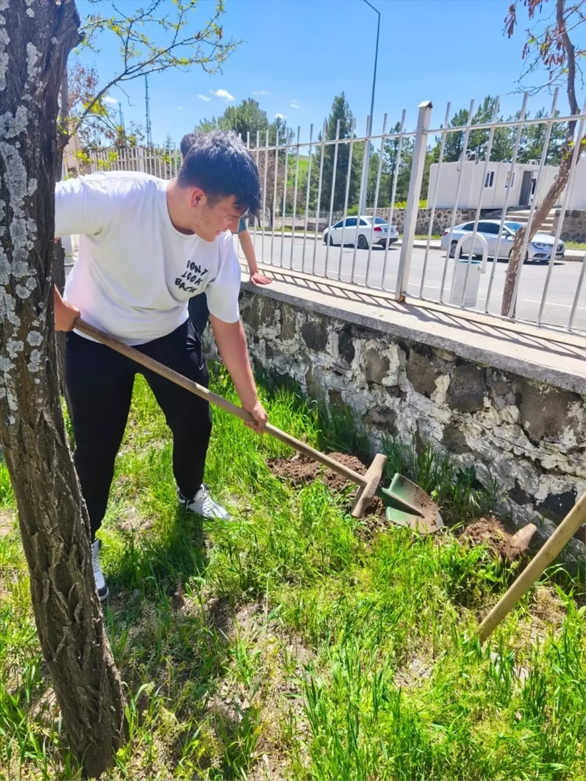 Arguvan'da öğrenciler okul bahçesine fidan dikti