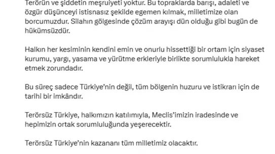 Terörsüz Türkiye İçin Umut