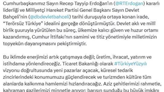 Ticaret Bakanı Bolat: 'Enerjimizi artık üretime yönlendireceğiz'