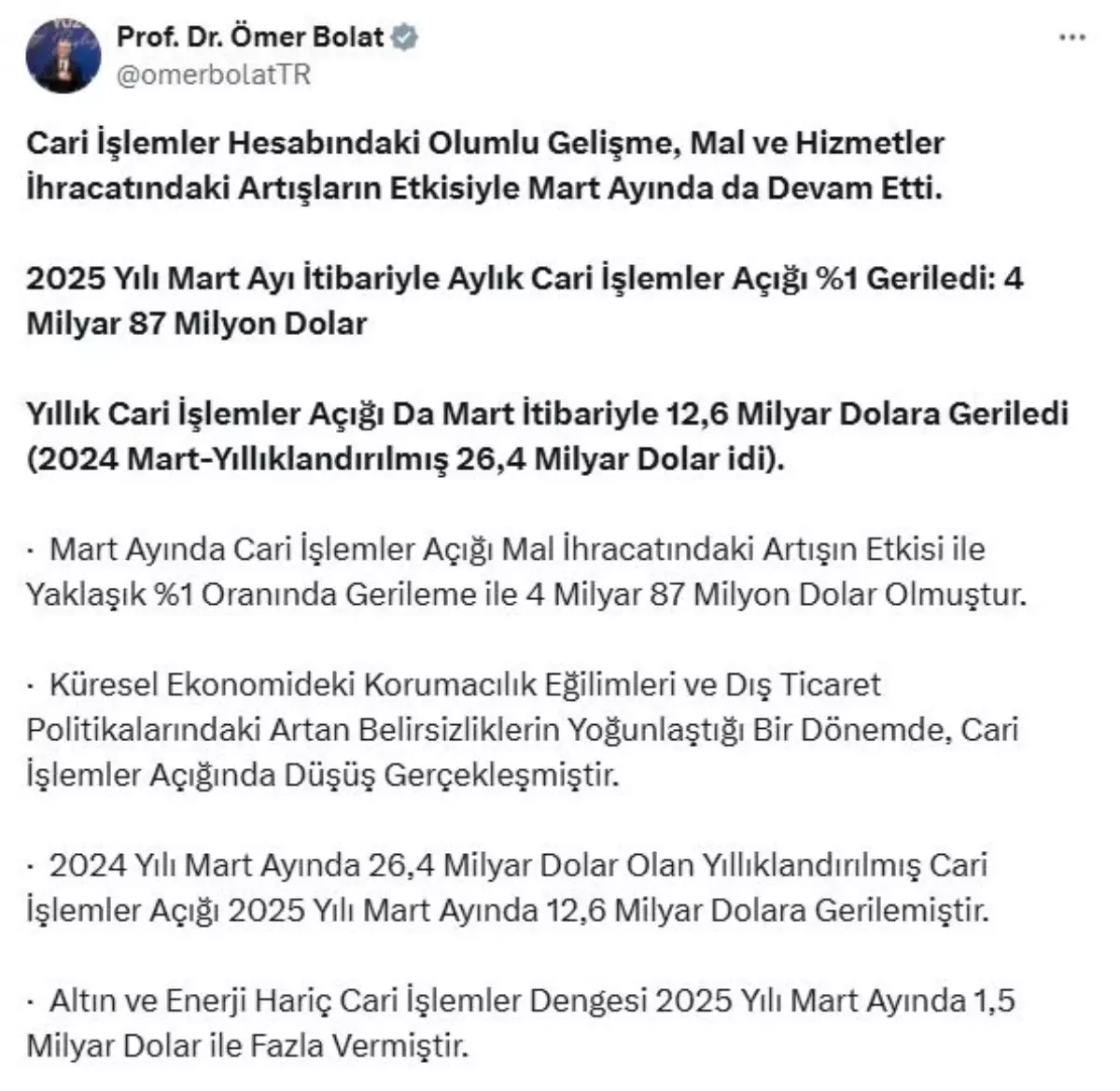 Cari İşlemler Açığı 2025'te Yükseliş Bekliyor