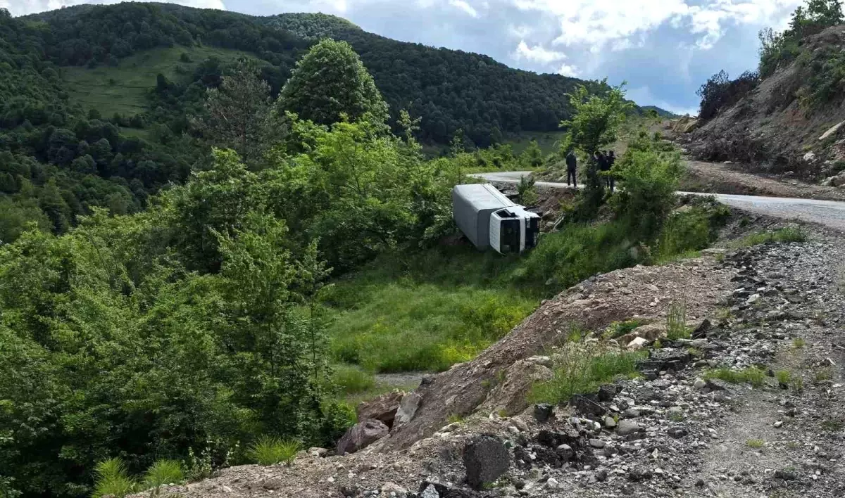 Ereğli'de Kamyonet Şarampole Yuvarlandı