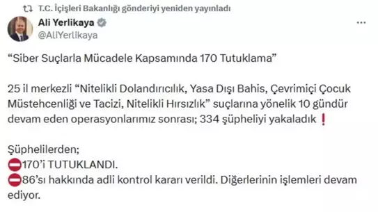 Siber Suç Operasyonunda 334 Gözaltı