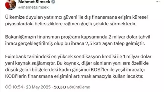 Eximbank'tan 1 Milyar Dolar Kredi