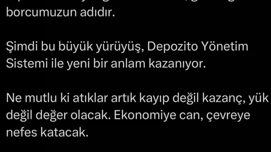 Emine Erdoğan'dan Depozito Yönetim Sistemi paylaşımı
