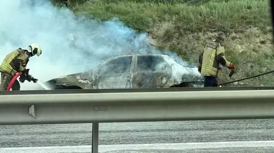 Akyurt'ta Otomobilde Yangın