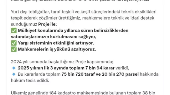 Kadastro Davalarına Sıfır Projesi