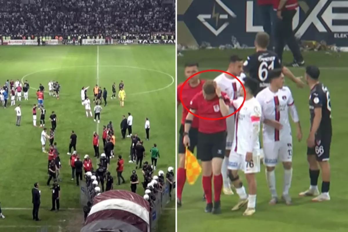 2. Lig'de oynanan Elazığspor-Vanspor maçı, yardımcı hakeme gelen yabancı madde nedeniyle tatil edildi.