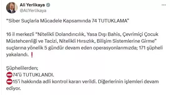 Siber Suç Operasyonunda 171 Gözaltı