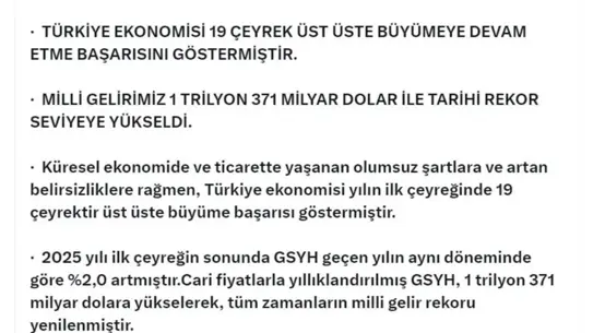 Türkiye Ekonomisi 19. Çeyrek Büyüme Başarısı