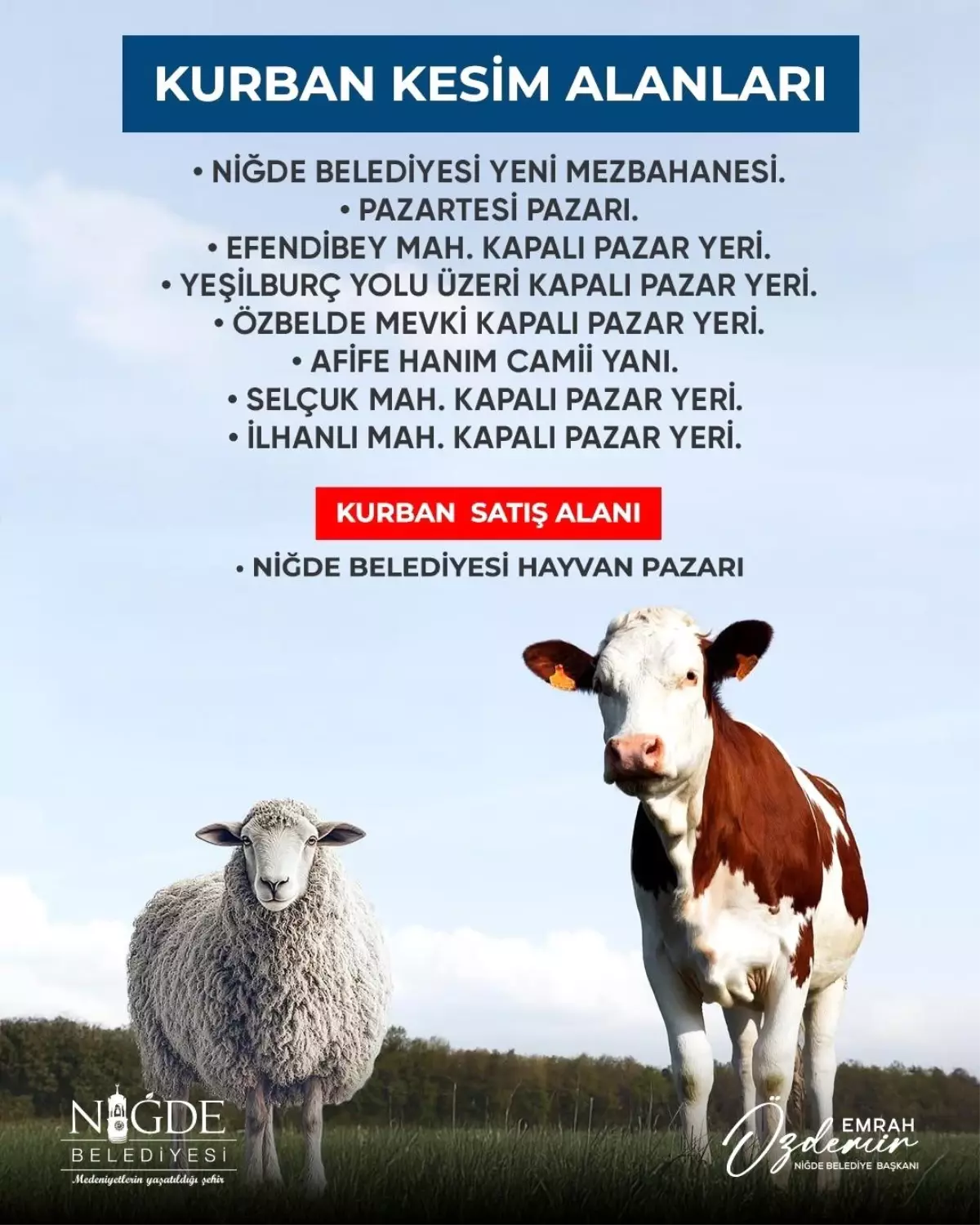 Niğde Belediyesi, Kurban Bayramı için Kesim Alanlarını Belirledi