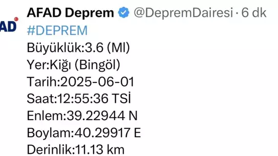 Bingöl'de Peş Peşe Depremler