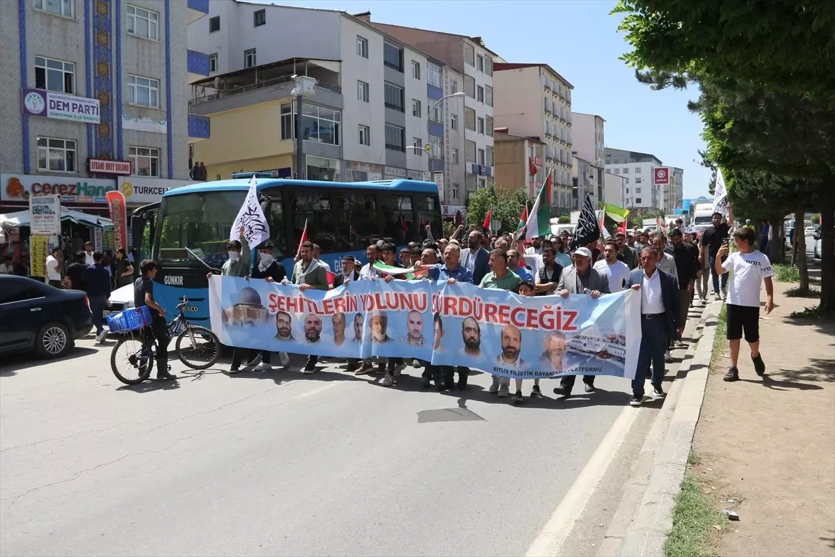 Güroymak'ta İsrail'in Gazze'ye yönelik saldırıları protesto edildi