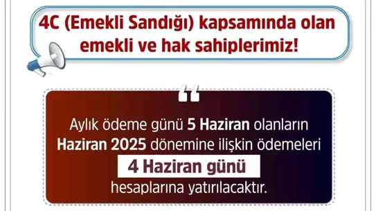 Emekli Aylıkları 4 Haziran'da Yatırılacak