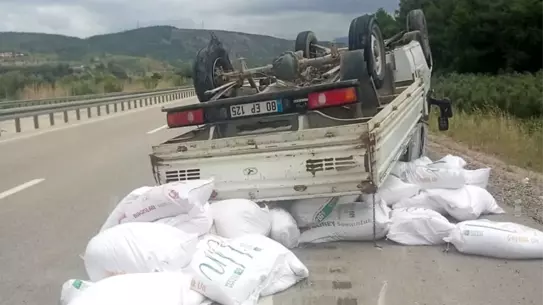 Düziçi'nde Un Yüklü Kamyonet Takla Attı