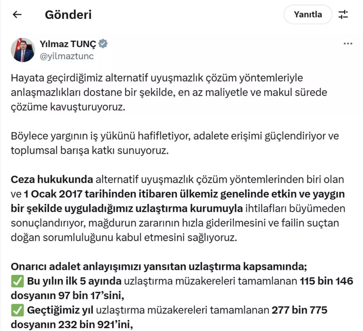 Uzlaşma Oranı Yüzde 83'e Ulaştı