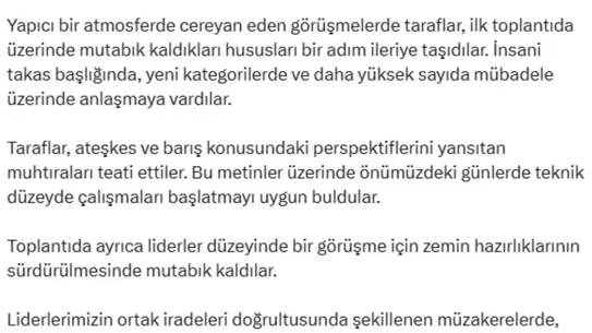 Fidan: Müzakereler Umut Verici
