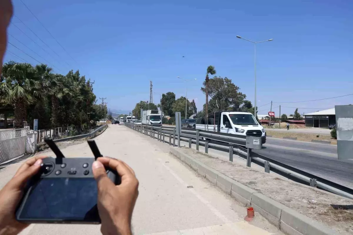 Hatay'da Dronlu Trafik Denetimi