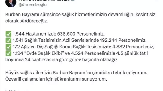 Kurban Bayramı'nda Sağlık Hizmetleri Kesintisiz