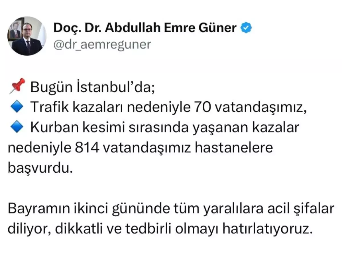 İstanbul'da Bayramda 884 Hastane Başvurusu