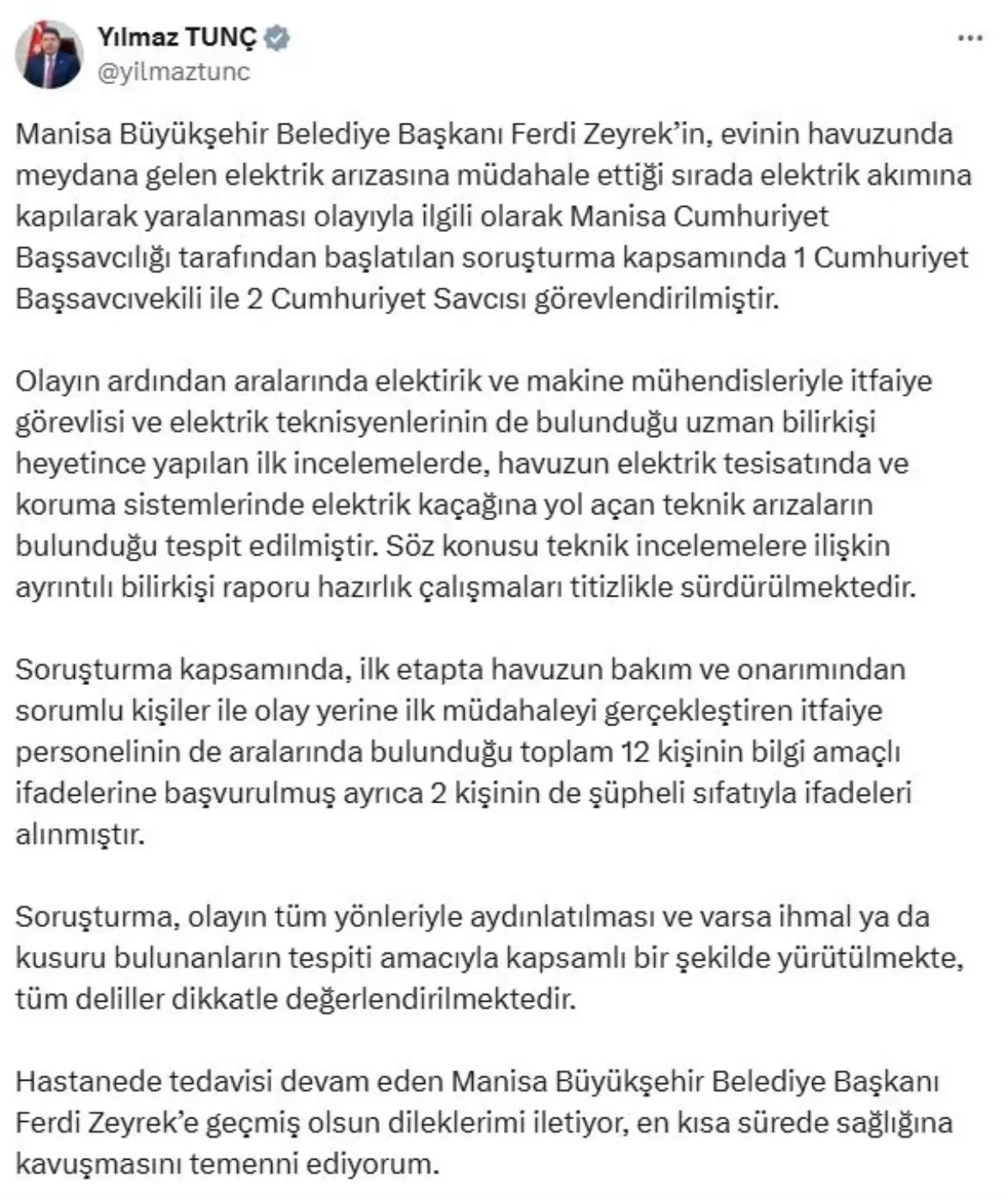 Manisa'da Elektrik Kaçağına Kapılan Başkan Zeyrek Yaralandı