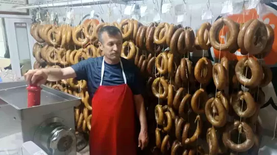 Kırka'da Kurban Bayramı Sucuk Mesaisi