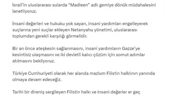 Cevdet Yılmaz'dan İsrail'e Sert Tepki